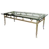 Gilt Faux Bamboo Coffee Table With Glass Top