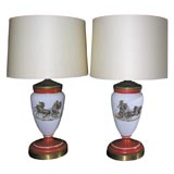 Pair of 1940's Hand Painted Table Lamps