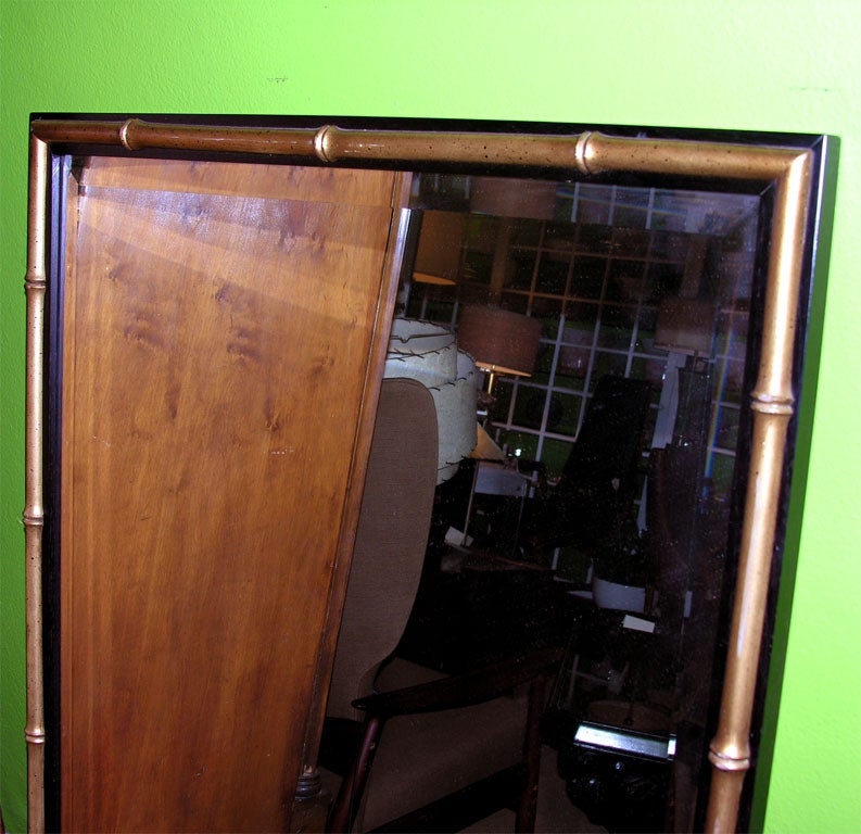 Black Bamboo Mirror with Gold detail