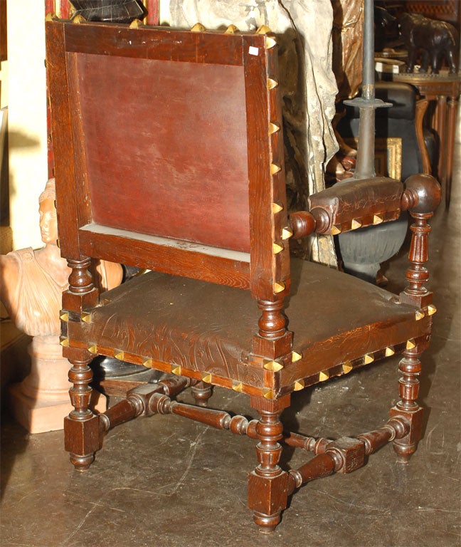 19th Century Spanish Leather Armchairs For Sale 5