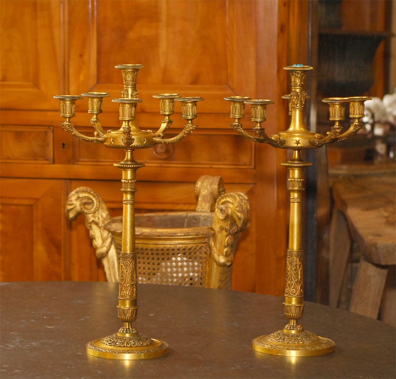 
Pair of very good bronze Empire style candelabra.