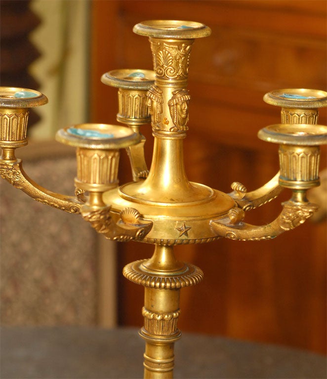 French 19th Century Bronze Empire Style Candelabra For Sale