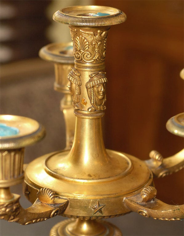 19th Century Bronze Empire Style Candelabra In Excellent Condition For Sale In Glen Ellen, CA