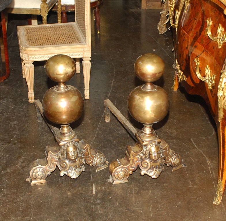 Large Louis Xiv Style Bronze Chenets