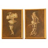 Pair of Harlequin (Poirot) Oil Paintings by Lintott
