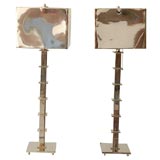 Pair of Modernist Nickel Lamps