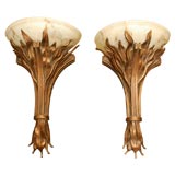 PAIR OF DRAMATIC LARGE FLAME SCONCES