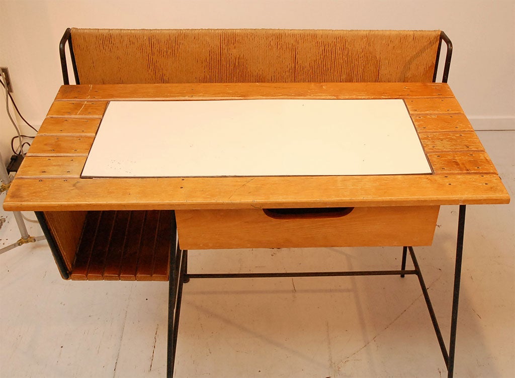 American Birch and Iron Desk with Chair by Arthur Umanoff