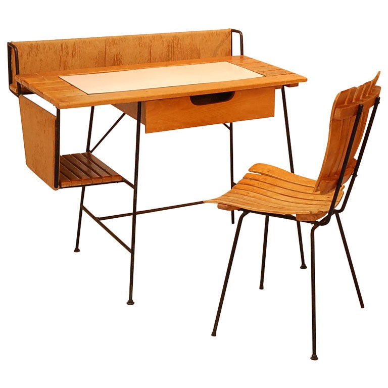 Birch and Iron Desk with Chair by Arthur Umanoff