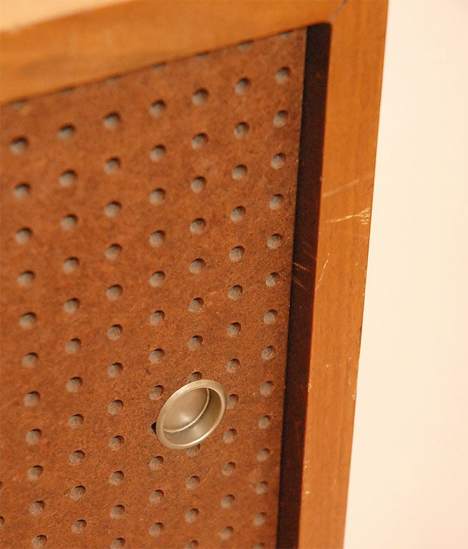 Walnut Credenza with Pegboard Sliding Doors by Maurice Martine 1