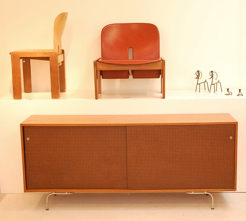 Walnut Credenza with Pegboard Sliding Doors by Maurice Martine 3