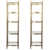 Pair of 1970's Etagere's in Shiny Brass