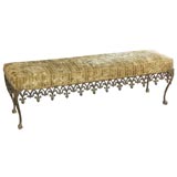 Vintage Metal Bench with New Fabirc