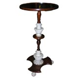 Antique North African Walnut and Marble Pedestal table, 19th c.