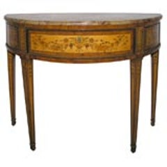 Fine Louis XVI Marble-Top Marquetry Demilune Console, circa 1780 5