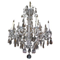 Antique Neoclassic Eight-Lite Crystal Chandelier