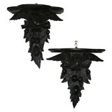 Pair of Black Forrest Carved Eagle Brackets, 19th century