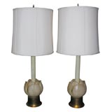 Pair of Italian Carved Alabaster Lamps