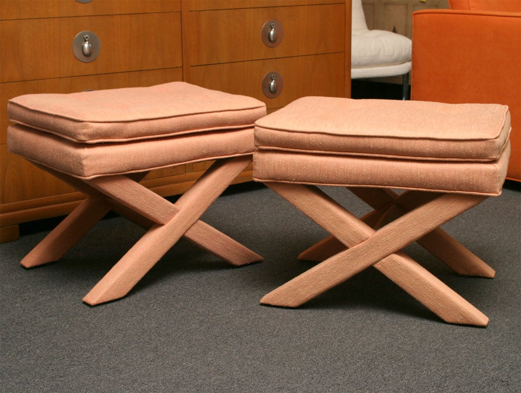 Smart Buttoned X Benches Coral Color