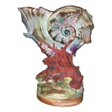 Majolica sea shell and coral motif bowl