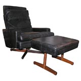 Leather Lounge Chair with Ottoman