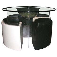 Glass & Acrylic Table and Stools by Yonel Lebovici