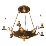 Antique Directoire bronze six-light chandelier