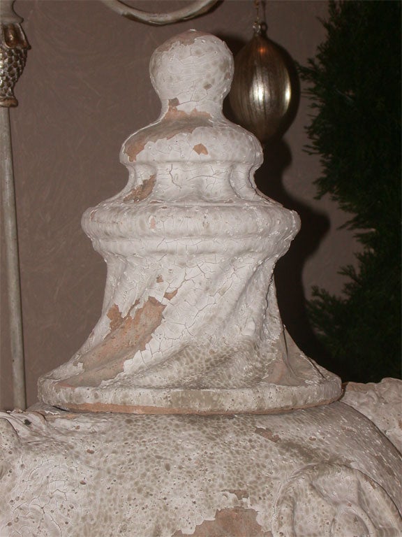 Pair of Salt Glaze Terracotta Lidded Urns 1