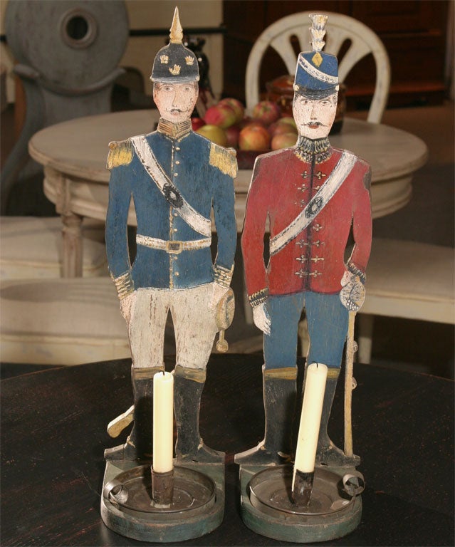 Pair of Soldier Candlesticks For Sale 2
