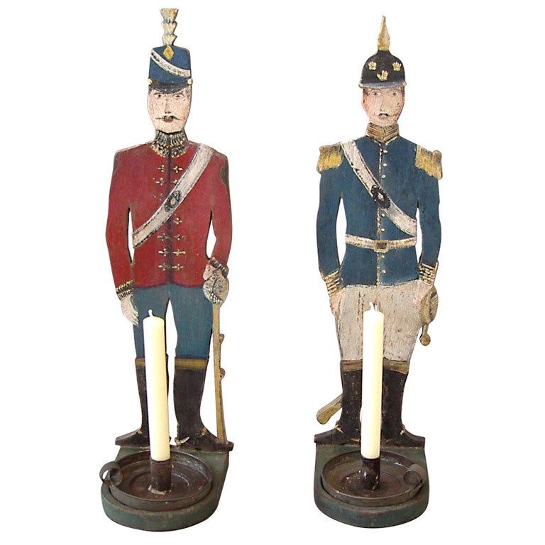 Pair of Soldier Candlesticks For Sale