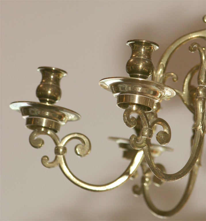 Cast Baroque-Style Brass Chandelier