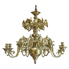 Baroque-Style Brass Chandelier