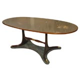 Marble Base, Wood and Glass Top Table, in the style of Gio Ponti Vintage Marble Base, Wood and Glass Top Table, in the style of Gio Ponti