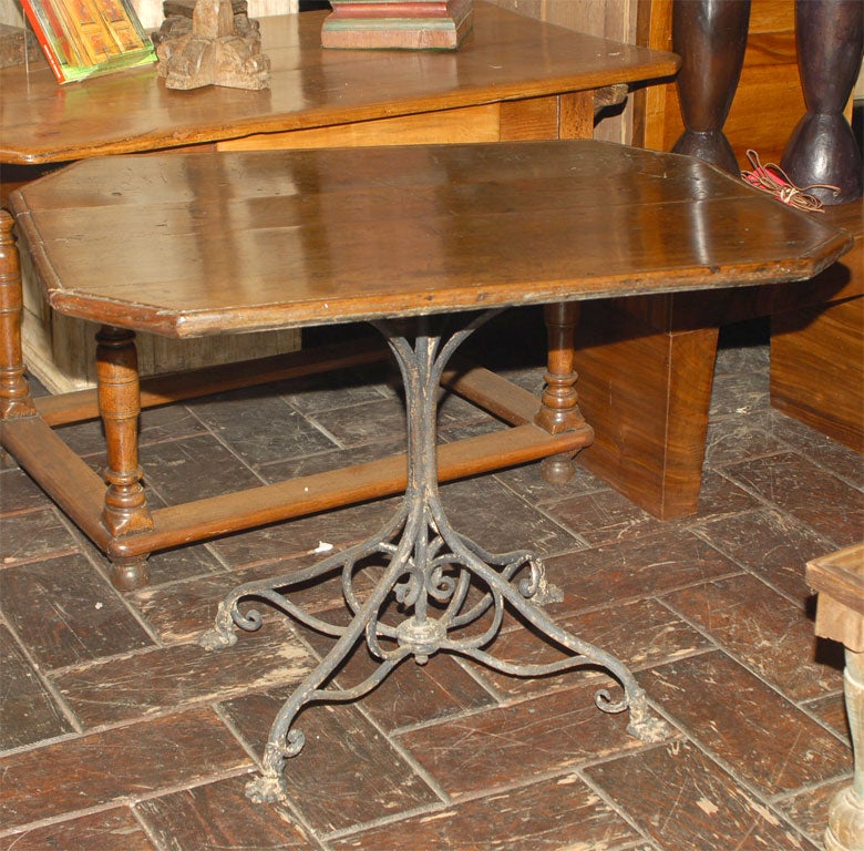 Walnut Table with Iron Base (ref # PAR48)