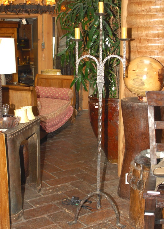 Forged Iron Floor Lamp 3 shades 3 bulbs (ref. # BF076)