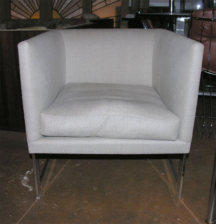 American Floating Cube Club Chairs by Milo Baughman for Thayer Coggin For Sale