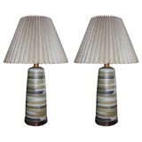 Vintage Pair of Painted Ceramic Stacking Table Lamps by Gordon Martz