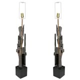 Pair of Brutalist Table Lamps by Laurel