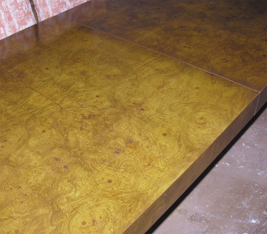 American Olive Ash Burl Parsons Dining Table by Milo Baughman For Sale