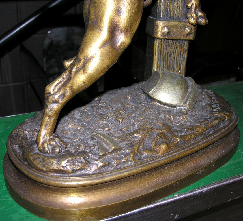bronze pitbull statue