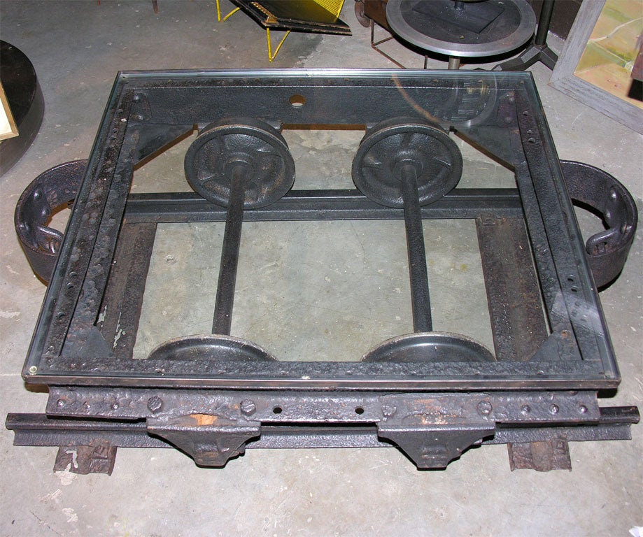 Iron French Railroad/Mine Shaft Industrial Cart Coffee Table