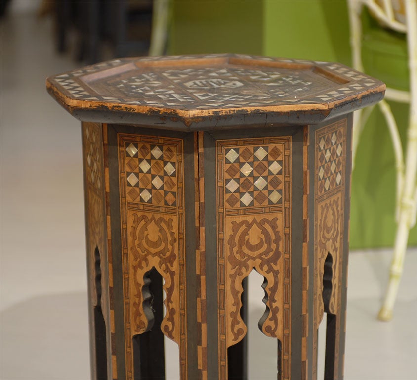 Wood Vintage Octagonal Moroccan End Table