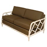 Vintage White Bamboo Loveseat