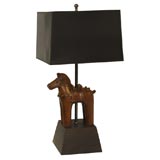 Vintage Wood Horse Lamp