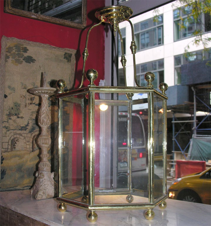 A Period Georgian Shaped Brass Hall Lantern