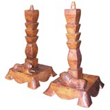 A Pair of English Arts & Crafts Hand-Carved Lamp Bases