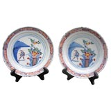 Antique A Pair of 18th c. English Delft Polychrome Plates