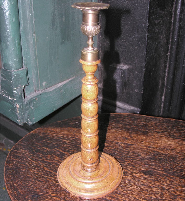 English 19th c. Turned Treen Candlesticks