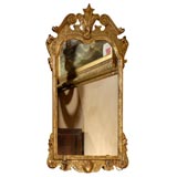Queen Anne Gold Leaf Mirror w/ brass sconces at the base