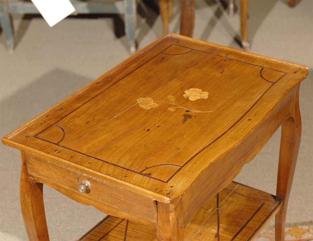 French Louis XV Inlaid Side Table in Fruitwood, c. 1760